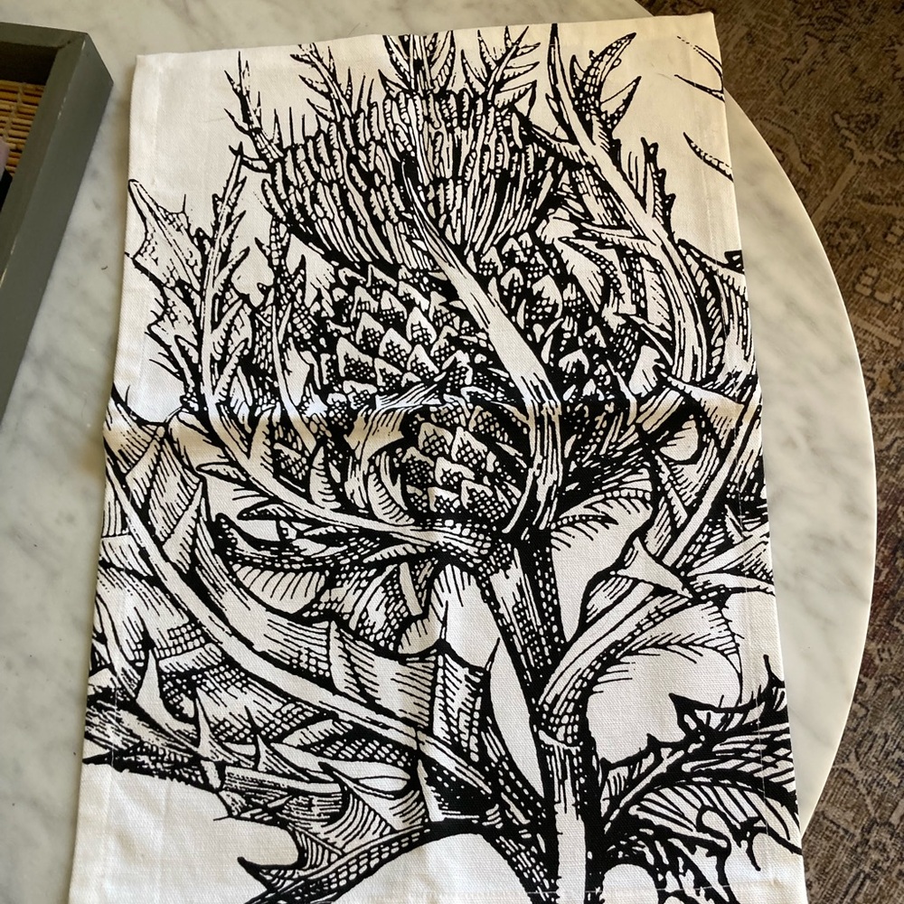 Black and White Botanical Print Table Linens (pair)